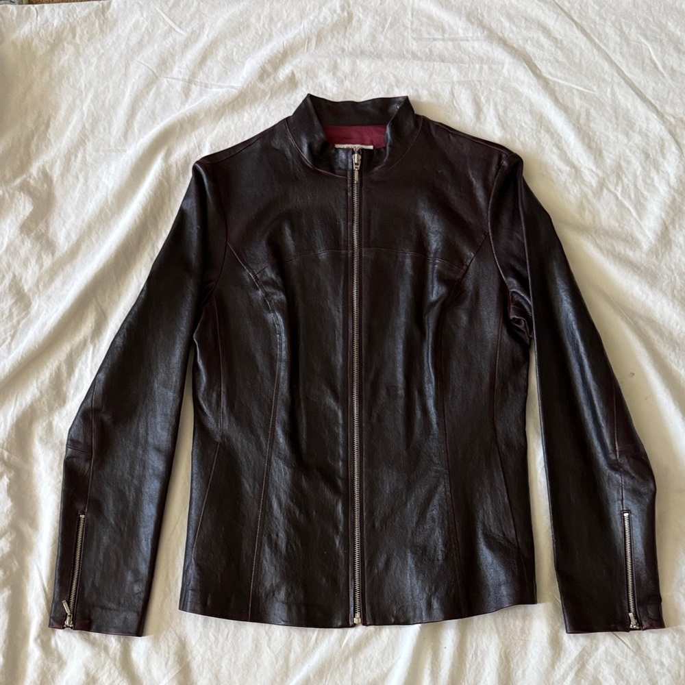 Dark Burgundy Leather Jacket, size M